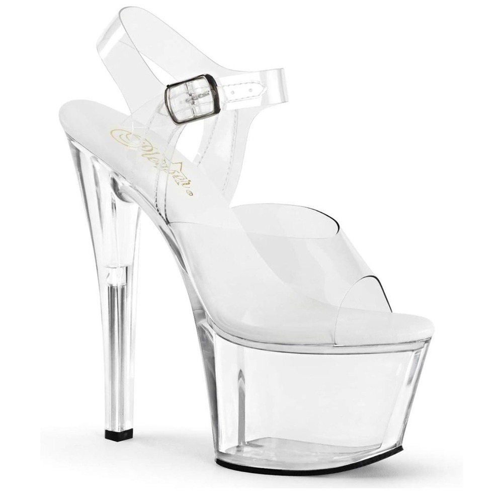 Pleaser Sky-308VL Clear Platform Sandals 7 Inch Stiletto Heels Womens Size 8